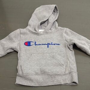 Champion Kids Gray Hoodie with Blue Logo